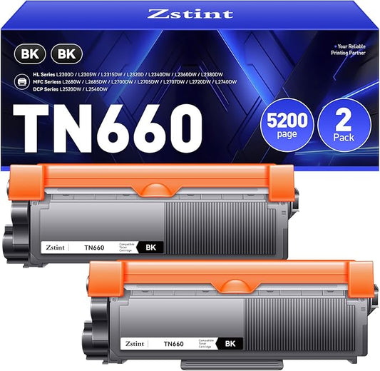 TN660 Toner Cartridge Replacement Compatible for Brother TN-660 TN630 TN-630 HL-L2380DW HL-L2320D HL-L2340DW DCP-L2540DW MFC-L2700DW MFC-L2720DW HL-L2300D HL-L2360DW DCP-L2520DW Printer Black 2-Pack