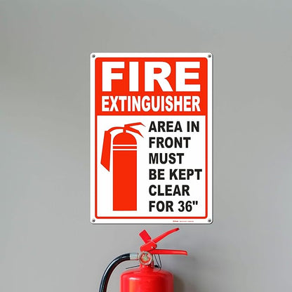 Brimar - 10 x 14" - Fire Extinguisher Keep Clear Sign - Polyethylene Plastic - Safety Promotion - Easy Installation