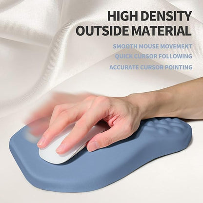 Ergonomic Raised Mouse Pad Wrist Support with Bilateral Slope Memory Foam Mousepad for Wrist Rest and Carpal Tunnel Pain Relief 11.8x7.9〃 Stone Blue