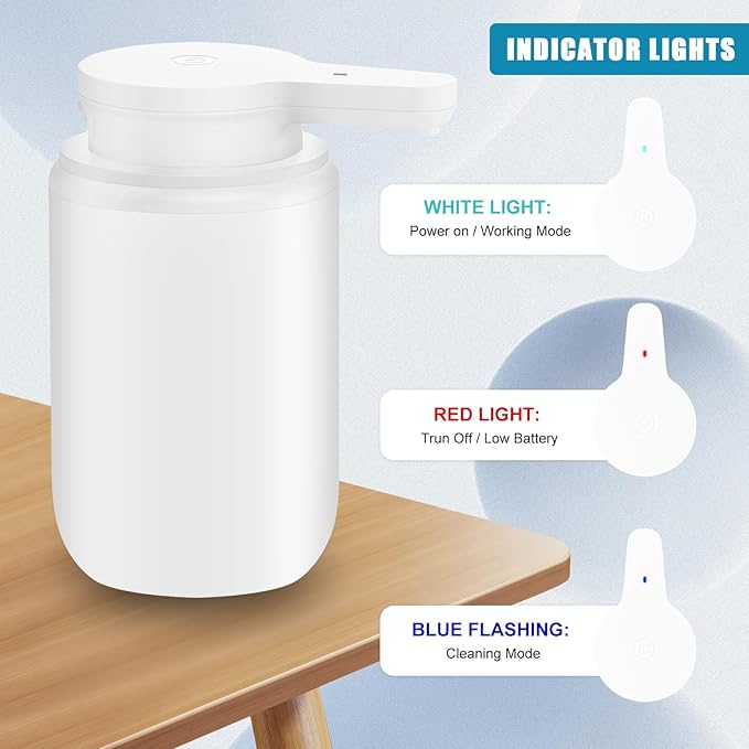 Automatic Soap Dispenser Foaming Touchless 10.14oz/300ml Foam Soap Dispenser Automatic Foam Hand Soap Dispenser with Infrared Sensor for Bathroom Kitchen Sink Hotel Restaurant (White)