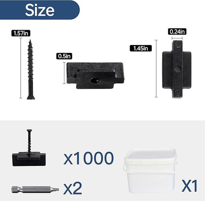 1000PCS Hidden Fasteners Deck Fastener Clip Universal Nylon Clips Decking Fasteners Preloaded T Clips for Installing Composite Deck Boards