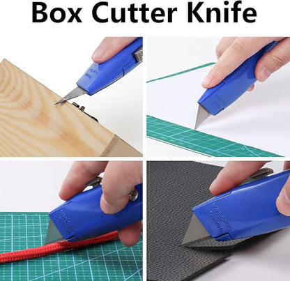 DIYSELF Utility Knife, 20 Pack Heavy Duty Box Cutter Retractable, Box Cutter Knife, Box Opener, Cardboard Cutter, Utility Knives for Garage, Home and Office, Box Cutters for Daily Use (Blue)