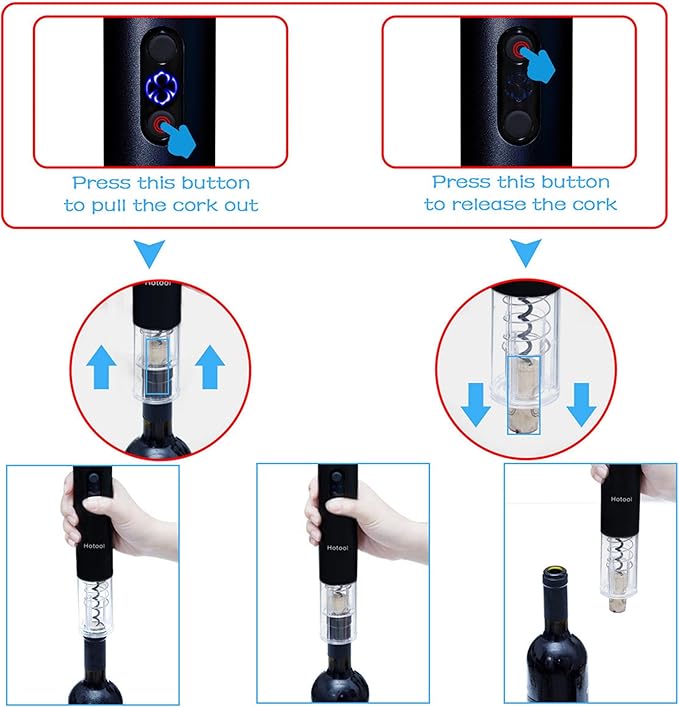 Electric Wine Bottle Opener Set – Rechargeable Corkscrew with Foil Cutter, Wine Pourer & Vacuum Stopper – One-Touch Automatic Wine Opener Wine Accessories – Perfect Wine Gifts for Wine Lovers