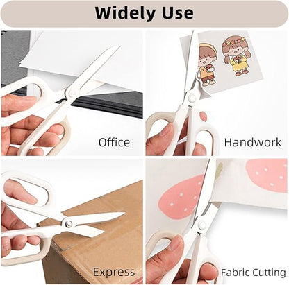 Multipurpose Scissors, Comfort-Grip Handles Sharp Scissors for Office Home School Craft Sewing Fabric Supplies (7", White-1)