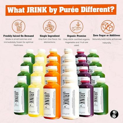 JRINK by Purée Intermediate Juice Cleanse, Cold Pressed Detox Drink with Organic 4 Day-Healthy Vegetable and Fruit Juice, Frozen Pressed Juice Cleanse, 24 Bottles, 16oz Each