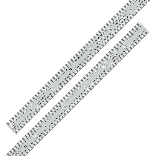 PEC Tools 12" Flexible Metal Ruler, Machinist Rule Made from High-Quality Carbon Steel with Satin Chrome Finish, 4R Graduaction (1/8", 1/16", 1/32", 1/64"), Trusted by Professionals, Made in USA