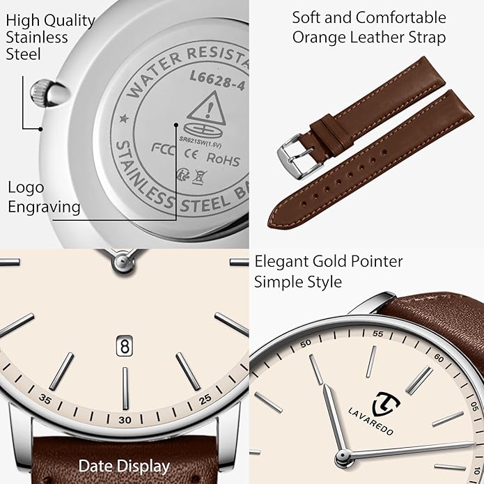 BEN NEVIS Watch, Mens Watch, Minimalist Fashion Simple Wrist Watch Analog Date with Leather Strap