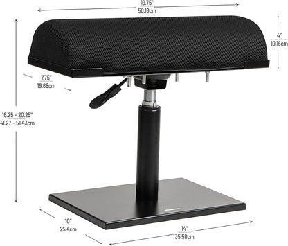 Mind Reader Foot Rest, Under Desk, Ergonomic, Hydraulic Height Adjustable, Ottoman, Office, Foam, 16.75" L x 7.5" W x 3.75" H, Black