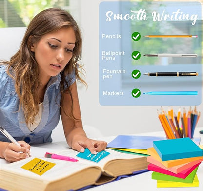 12 Pads Mini Sticky Notes 2 x 2In,12 Bright Colorful Sticky Note Pads 50 x 50mm,1200 Sheets Small Posted Notes,100 Sheets/Pad Super Sticking Power Memo Pads Bulk for School,Offices & Home Use
