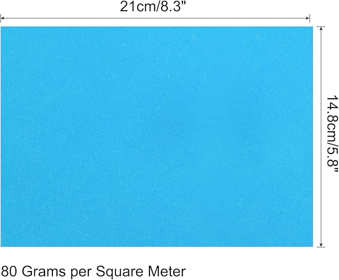 MECCANIXITY 75 Sheets A4 Colored Print Copy Paper 5.8" x 8.3" Origami Paper Printer Paper 80gsm for Printing, Document Copying, Art Craft,Lake blue