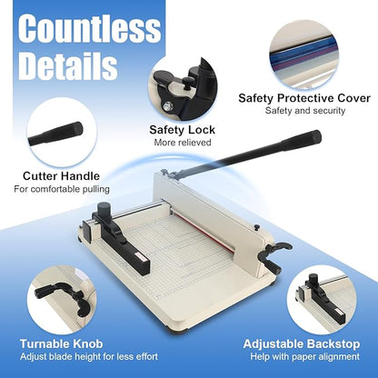 12 in Heavy-Duty Guillotine Paper Cutter, Paper Trimmer, Industrial-Grade Steel Blade, Dual Safety Lock Protective Cover, Cuts Cardstock, Posters Bulk Paper for Office, School Crafting”