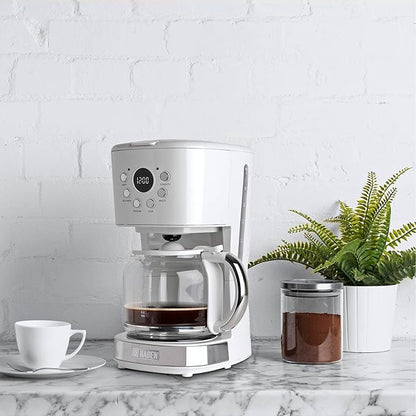 HADEN Coffee Machine, 12 Cup Programmable Drip Coffee Maker, Ivory & Chrome