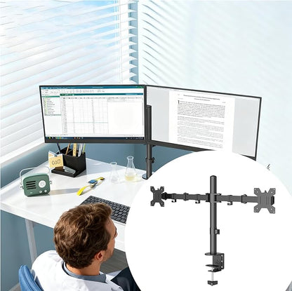 Monitor Stand, Fully Adjustable Ergonomic Rack, Computer Screen Desk Mount, Height Adjustable Space Saving Riser for Video Watching Coding Office Home Gamers E Programmers Work Setup