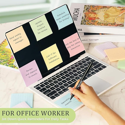 Pop Up Sticky Notes,3x3 inches,6 Candy Color Sticky Note Pads,50 Sheet/pad,12 Pad,600 Sheets Total, Easy to Post Use for Home, Office, Notebook (Blank)