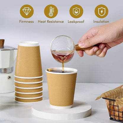500 Pack 8 oz Coffee Cups, Insulated Ripple Wall Hot Coffee Cups for Home, Office, Hotel, Meetings, Parties