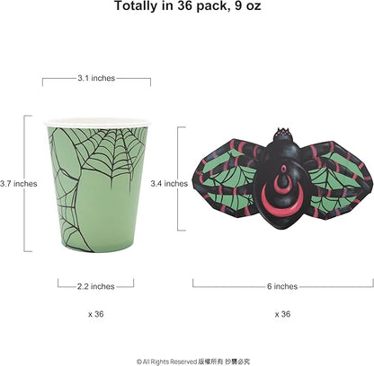 Cheerland Spider Web Cups Halloween Disposable Cups Halloween Cup Party Supplies Trick or Treat Decor Kids Spooky Paper Cup Spiders Birthday Decorations Pack of 36