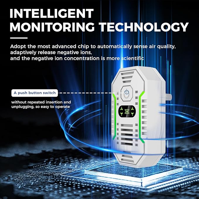 Air Ionizers for Home, Negative Ion Air Purifier - Ultra Quiet Plug In Air Freshener for Bedroom Office Kitchen Basement - Portable Mini Air Cleaner (Gem, 6 PCS)