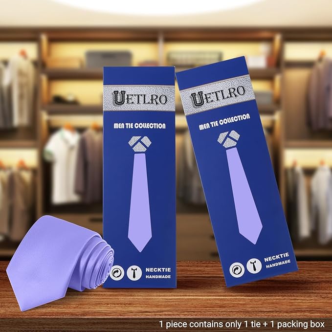 Black Ties For Men Solid Pure Color Formal Neckties 3.15" (8CM) Men's Tie for Business and Wedding with Gift Box