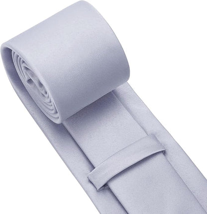 PenSee Men's Tie Set Solid Pure Color 3.15" (8CM) Classic Formal Plain Necktie and Pocket Square Set For Men