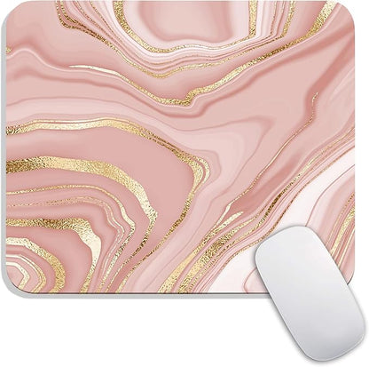 Square Mouse Pad Pink Gold,Personalized Premium-Textured Custom Mouse Mat Design,Washable Mousepad Cloth,Non-Slip Rubber Base Computer Mouse Pads for Wireless Mouse