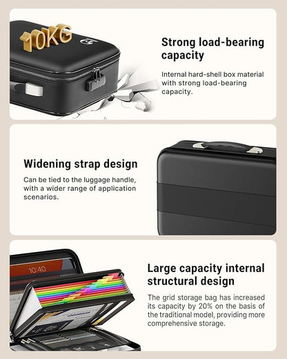 Oterri Fireproof Document Box,Hard Case Safe box with Lock,Upgraded 8 Layers Large File Organizer,Water Resistant Safe for Important Documents, Certificates, Laptop, Passports - File Box in Black