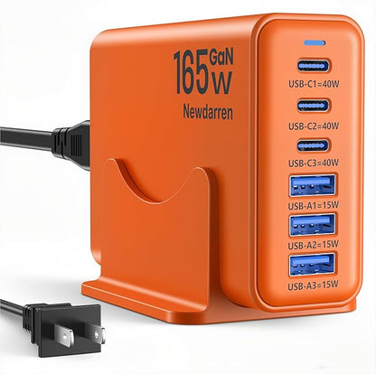 165W GaN 6-Port USB-C Charging Station – Fast Charger Hub for iPhone 17, iPad & Laptop