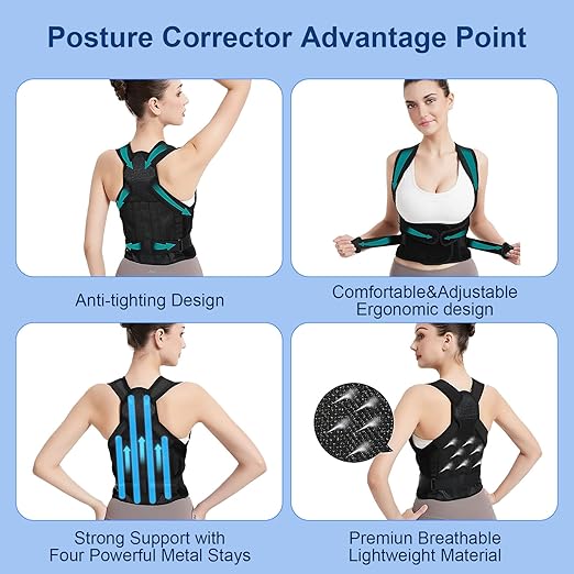 Posture Corrector for Women and Men, Upgraded Adjustable Back Brace for Upper and Lower Back Pain Relief, Shoulder Straightener for Scoliosis, Hunchback, Hump, Thoracic, Spine Corrector,M (34"-41")