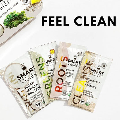 SMART Pressed Juice 1-Day Organic Juice Cleanse | Healthy Detox Program | Vegan Vanilla Protein, Green Juice, Beets Juice & Pineapple Chia Cleanse | High Fiber & Vegan