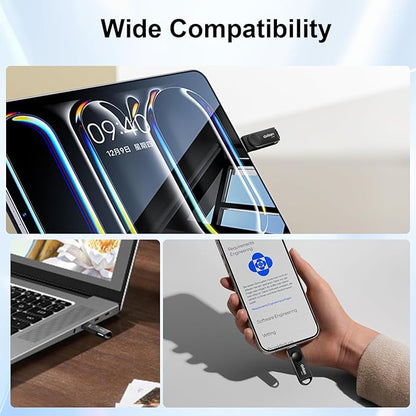 64GB USB C Flash Drive Dual USB 3.0 Thumb Drive Type-C & USB-A up to 110MB/S Metal UDP Waterproof Swivel Design Memory Stick for Phone Android Tablet iPhone 15/16 Computer PC and More Black