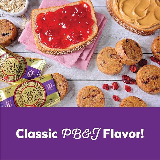 Grab The Gold Protein Snack Bar Bundle | Plant-Based Protein, Gluten-Free, Vegan, Dairy-Free, Kosher | 28 Count Variety Pack 14 Chocolate Peanut Butter & 14 Peanut Butter & Jelly