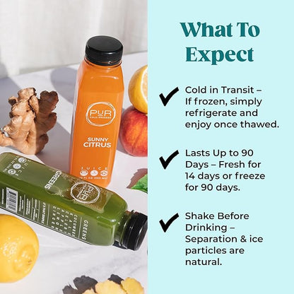 PUR Cold-Pressed Daily Juice Kit – 18-Pack | Multivitamin Greens, Sunny Citrus & Raw Red Blends | 12oz Bottles | Nutrient-Rich, All-Natural, No Preservatives -12 Fl Oz (Pack of 18)