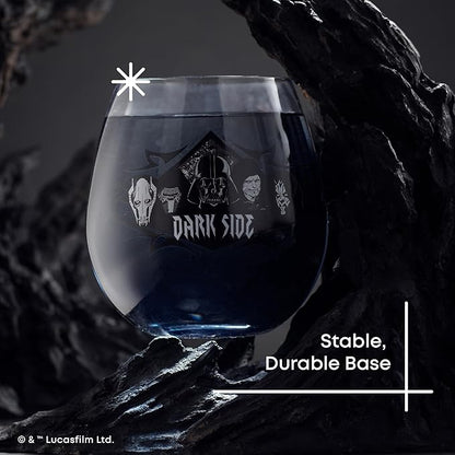 JoyJolt Star Wars Dark Side Stemless Drinking Glasses Set of 4, 15 oz Tumblers, Kitchen Glasses ft. General Grievous, Kylo Ren, Darth Vader, Emperor Palpatine, Darth Maul