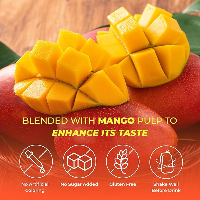 Vinut 100% Mango Juice with Pulp (16.57 fl oz, Pack of 6), No Sugar Added, All Nature Mango Juice, Not From Concentrate, Gluten Free, GMO-Free, High Calcium, Iron