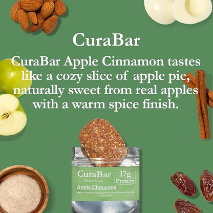 CuraBar Protein Bars – Apple Cinnamon, 17g Protein, Low Carb, Gluten Free, Dairy Free, Healthy Snack, Seed Oil Free, No Artificial Ingredients, 12 Count