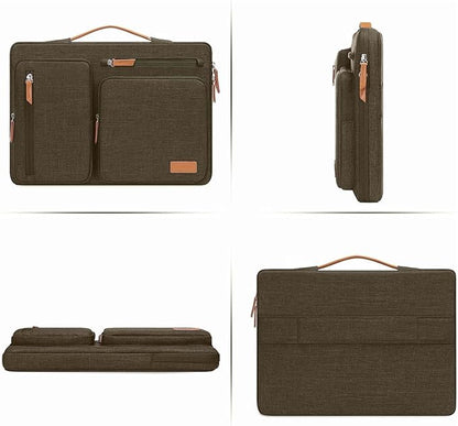 MOSISO 360 Protective Laptop Case 15 inch, 15 inch Laptop Sleeve Compatible with MacBook Air M4 M3 M2 2025 2024 2023, Dell XPS Plus, Side Open Carrying Case with 4 Zipper Pockets&Handle, Carob Brown
