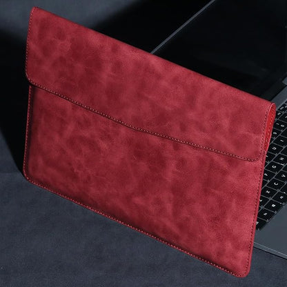 Leather Laptop Sleeve 13 Inch Compatible with MacBook Air M4 M3 M2 M1 2025-2018＆MacBook Pro M2 M1 2025-2016,Wear-Resistant and Scratch-Resistant Protective Case Cover,Red