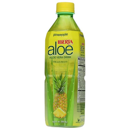 Iberia Aloe Vera Juice Drink with Pure Aloe Pulp, Pineapple, 16.9 Fl Oz (Pack of 8)