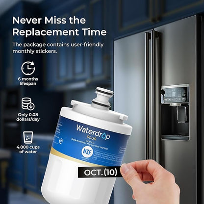 Waterdrop Plus UKF7003 Replacement for Maytag® UKF7003, UKF7002AXX, Whirlpool® EDR7D1, UKF7003AXX, UKF7002, 7003AXXP, UKF6001AXX, NSF 401&53 Refrigerator Water Filter, 3 Filters (Package May Vary)
