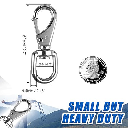KINLINK 304 Stainless Steel Swivel Snap Hooks, 4 Pack 2.7 Inch Flag Pole Clips, Heavy Duty Spring Snap Hooks for Flagpole Rope, Dog Leash, Keychain, Boat Anchor Rope, Bird Feeder