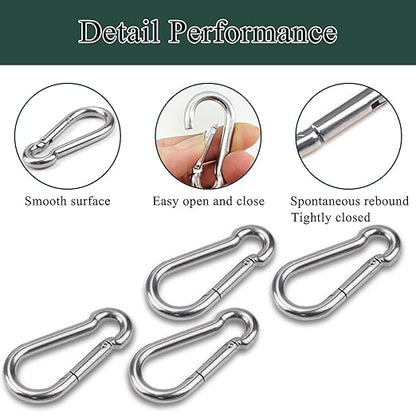 100PCS M6 2-3/8" Spring Snap Hooks Heavy Duty Carabiner Clips, 2.4" Galvanized Steel Quick Link Clip, 260LBS Holding Capacity Keychain Clip for Swing Hammock Gym Outdoor Hiking Camping