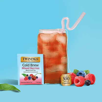 Twinings Mixed Berries Cold Brew Iced Tea Bags, 20 Count (Pack of 6), Unsweetened Flavoured Black Tea, Caffeinated, 120 Teabags