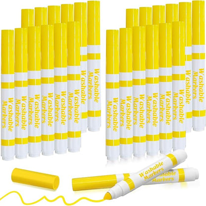 Janlaugh 24 Pcs Washable Markers Bulk Broad Line Markers Coloring Conical Tip Large pens for Kids art projects, Teachers, Students, Toddlers, Party Favors, Classrooms, Donations(Yellow)