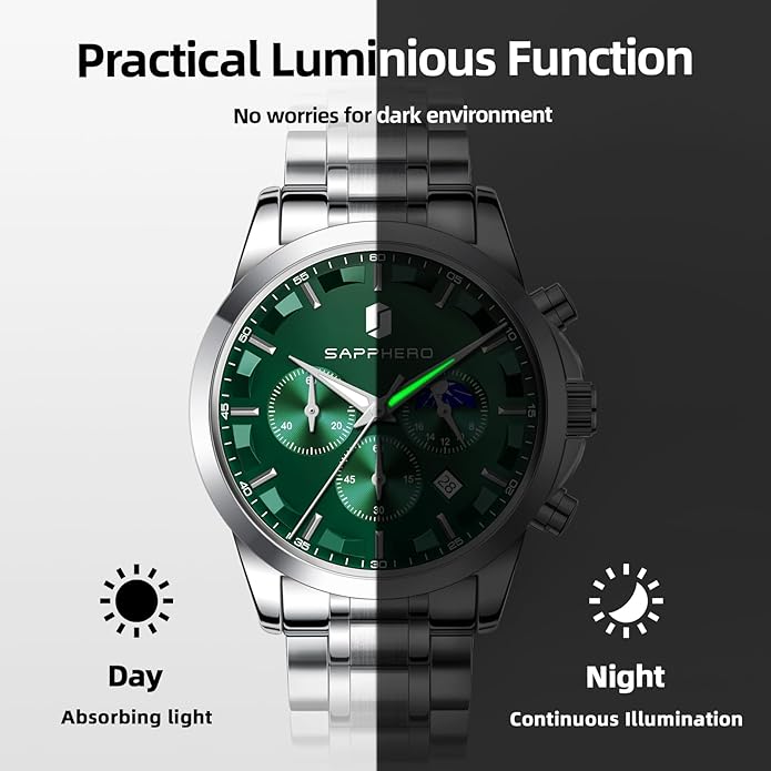 BY BENYAR Mens Watches Analog Quartz Chronograph Waterproof Wrist Watches for Men Fashion Business Work Casual Sport Designer Dress Watch with Calendar Elegant Gifts for Men