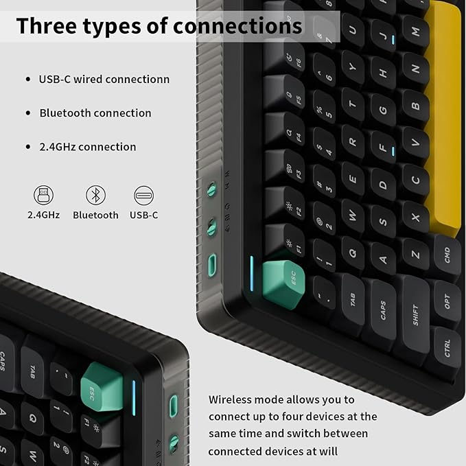 nuphy Halo75 V2 Mechancial Gaming Kyeboard,75% Wireless Hot Swappable Bluetooth Keyboard,83 Kyes RGB Backlit Keyboard,Support Bluetooth/2.4GHz/USB-C (Black, Mint (37gf))
