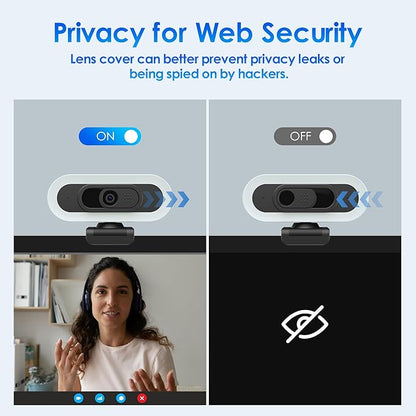 saylas 2K Webcam for PC, 2K@60FPS/1080P@60FPS Webcam with Microphone, USB Computer Camera with RGB Lights, Autofocus, Noise Cancellation, Privacy Cover, 65° FOV, Web Camera for Computer/Laptop/MacBook