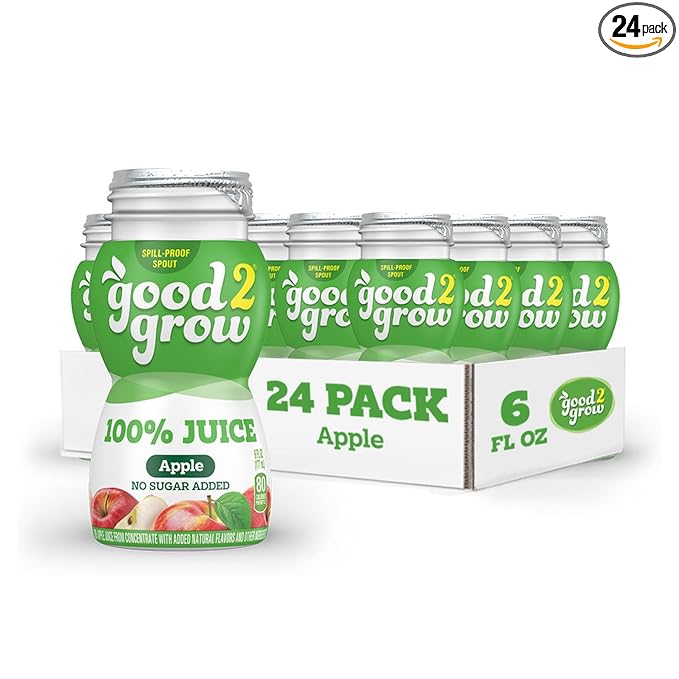 good2grow 100% Apple Juice for Kids - Apple Juice Bottles Bulk 24 Pack, Reusable Bottle, No Sugar Added, Good Source of Vitamin C - 6 fl oz, Pack of 24 (Spill Proof Tops Not Included)