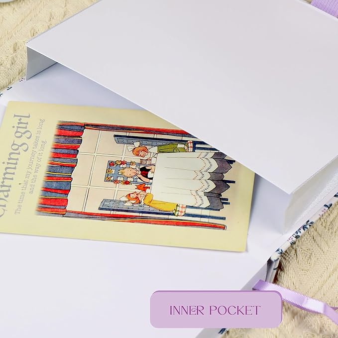 TIEFOSSI Dotted Journal Notebook, Dot Grid Notebook for Women Men, Fabric Flower Journal, 160 GSM Thick Paper, 160 Numbered Pages, 8 x 8 Square Diary