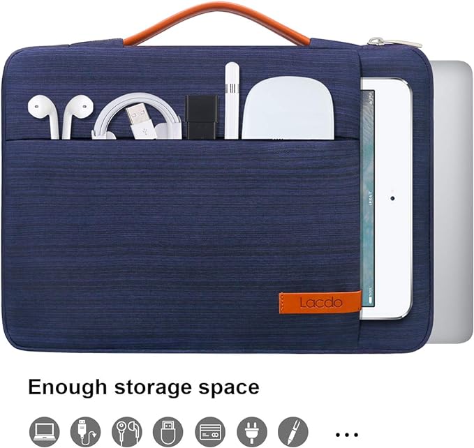 Lacdo 360° Protective Laptop Sleeve Case for 14 inch New MacBook Pro M5/M4/M3/M2/M1 Chips Pro Max A3434 A3112 A3401 A3185 A2918 A2992 2025-2021 | 13.8" Surface Laptop 7th Copilot+PC Computer Bag, Blue
