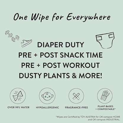 The Honest Company Unscented Wipes Over 99% Water Compostable Plant-Based Baby Hypoallergenic for Sensitive Skin EWG Verified Geo Mood 648 Count