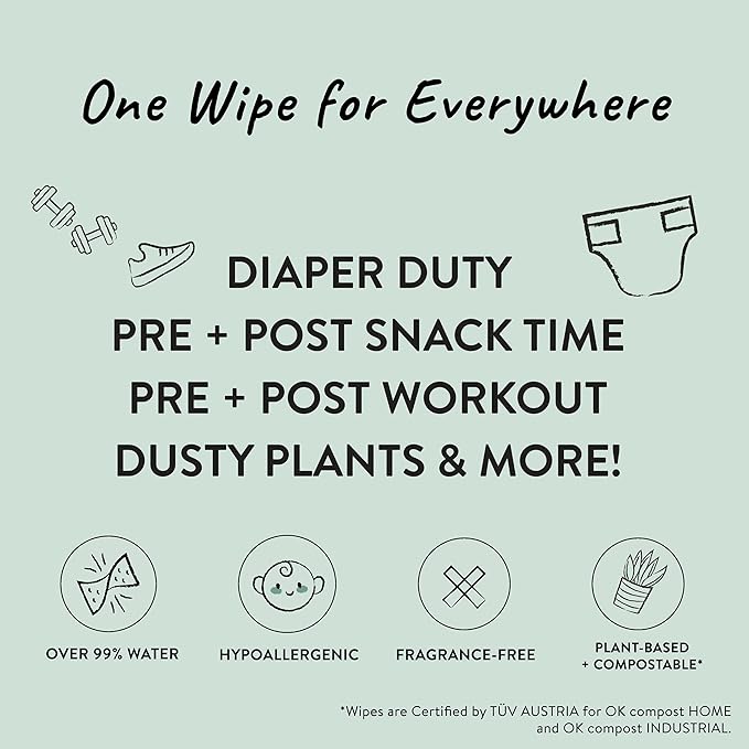 The Honest Company Hypoallergenic Multi-Use Baby Wipes for Sensitive Baby Skin, Balance Blues, 60 Count